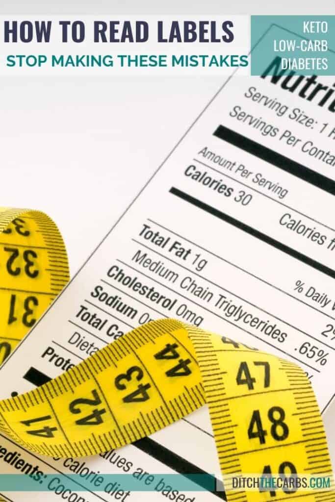 food label showing carbohydrates and a tape measure