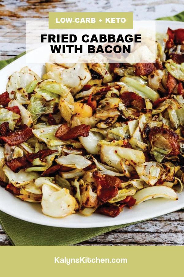 Pinterest image of Fried Cabbage with Bacon