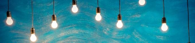lightbulbs with a blue background