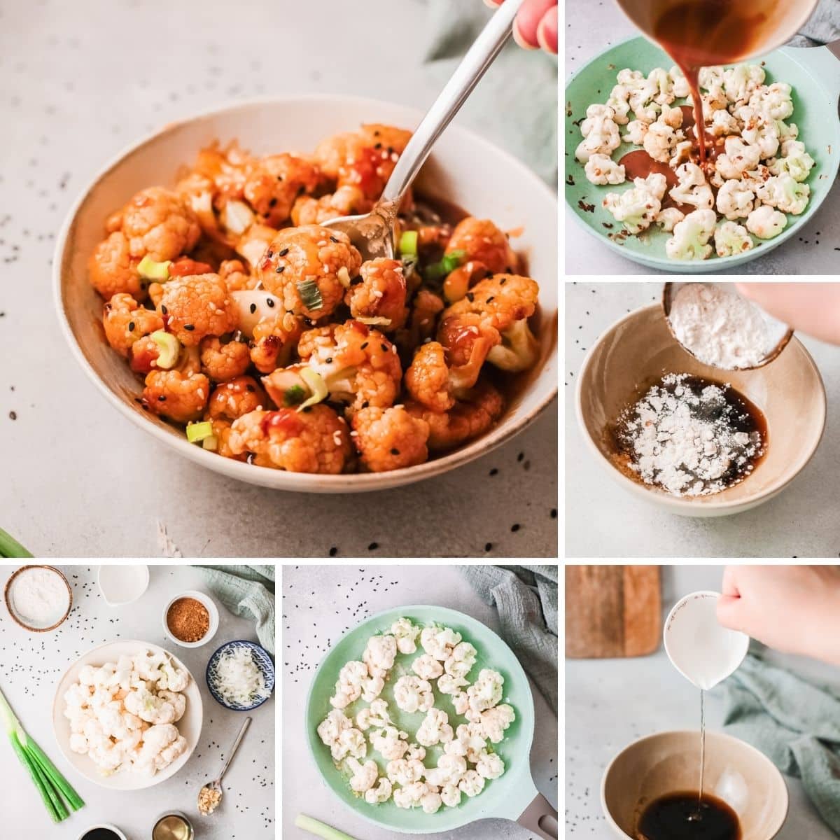 how to make sticky sesame cauliflower collage
