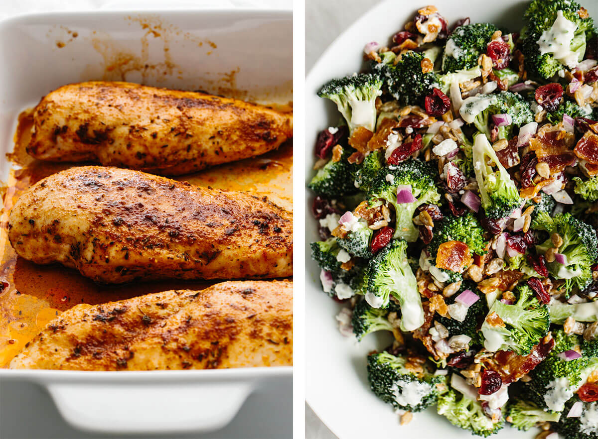 Gluten-free recipes with baked chicken and broccoli salad