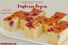 Beautiful sugar-free coconut flour raspberry fingers. Light and tasty, gluten free heaven without the carbs or sugar. | ditchthecarbs.com