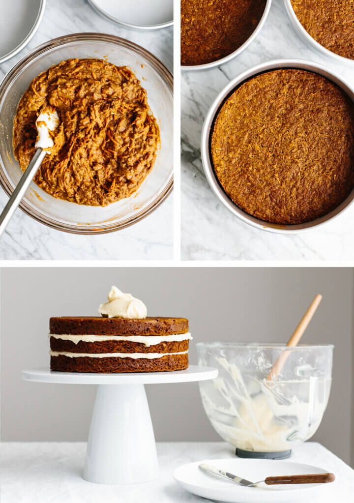 The process of making the carrot cake.