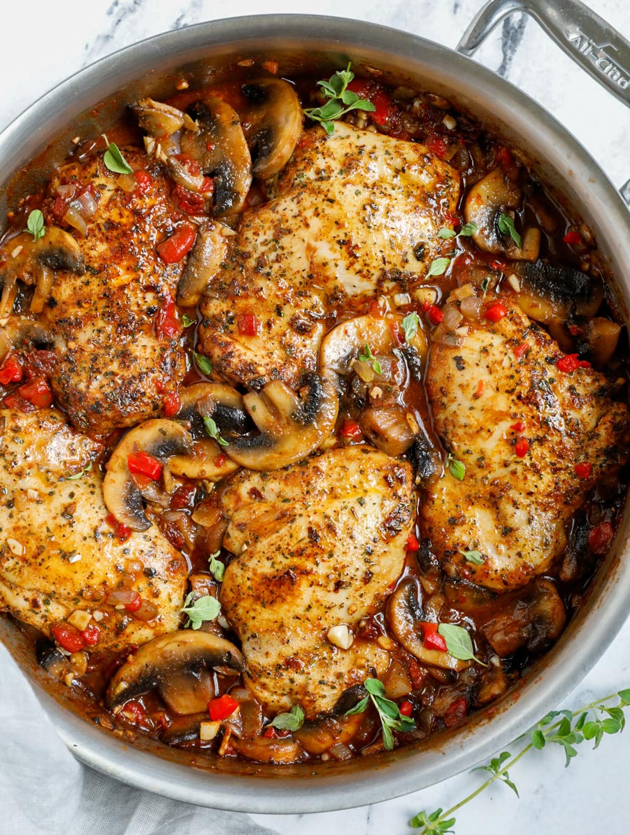 Tuscan Chicken Thighs Recipe | Less Meat More Veg