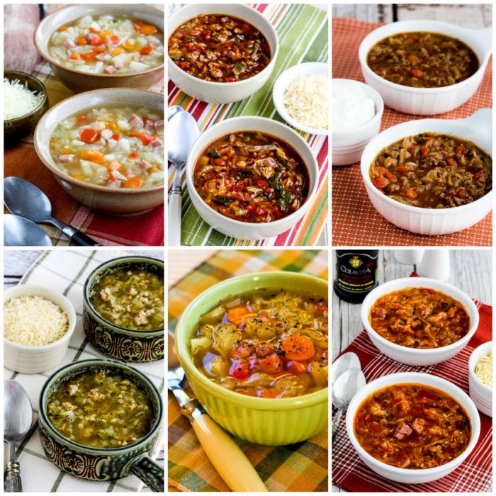 Low-Carb and Keto Soups with Cabbage photo collage
