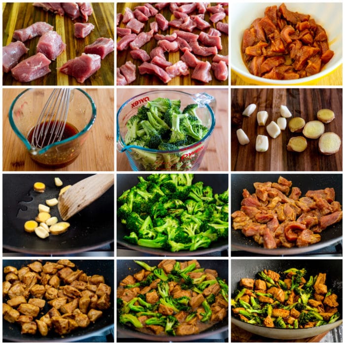 Pork and Broccoli Stir Fry with Ginger process shots collage