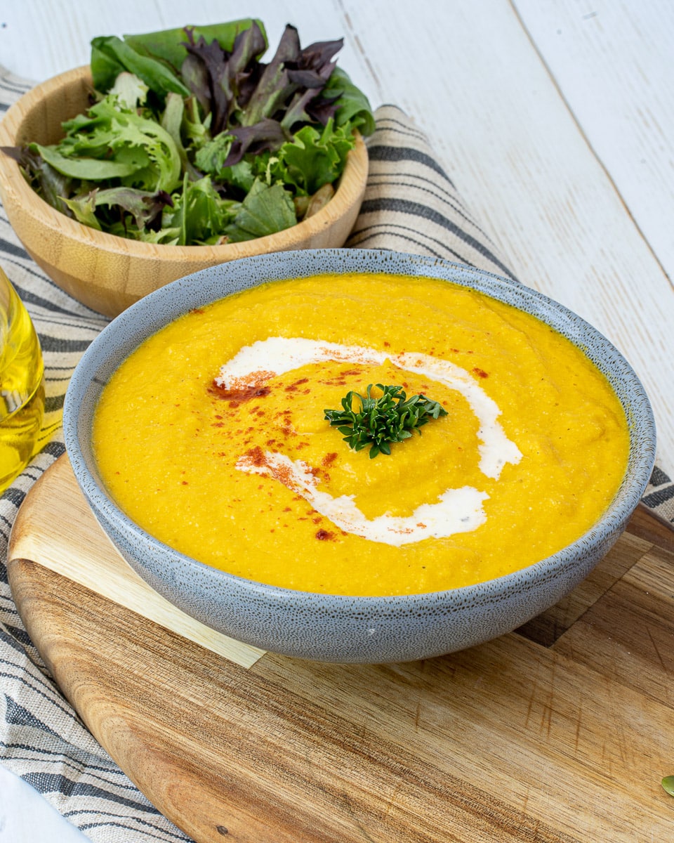 bowl of vegan carrot ginger soup
