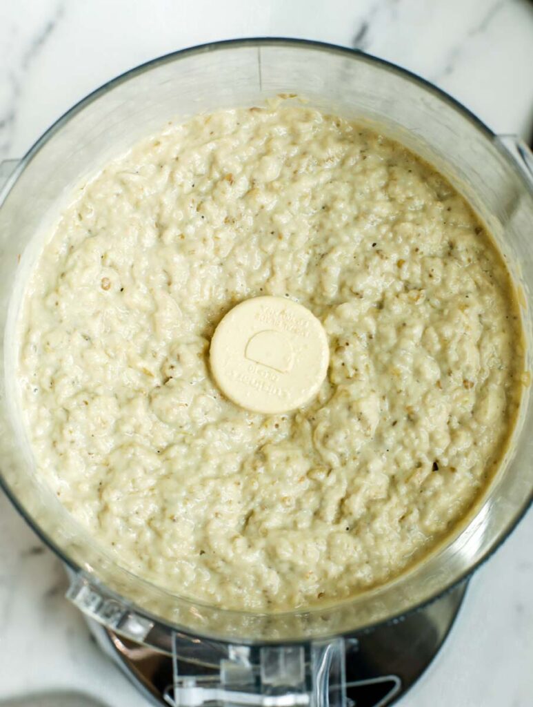 processed baba ghanouj in a processor after processed