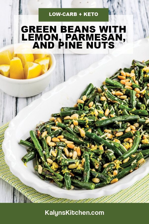 Pinterest image of Green Beans with Lemon, Parmesan, and Pine Nuts