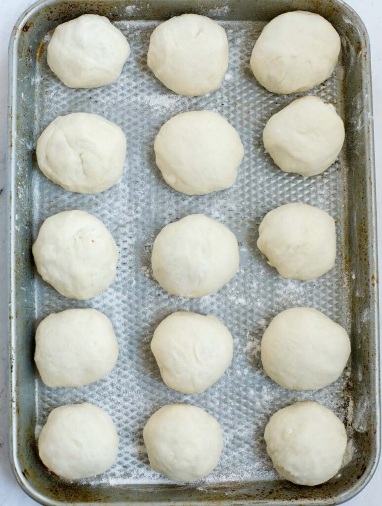 dough balls on a sheet pan