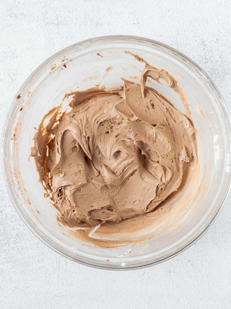 chocolate frosting in a bowl