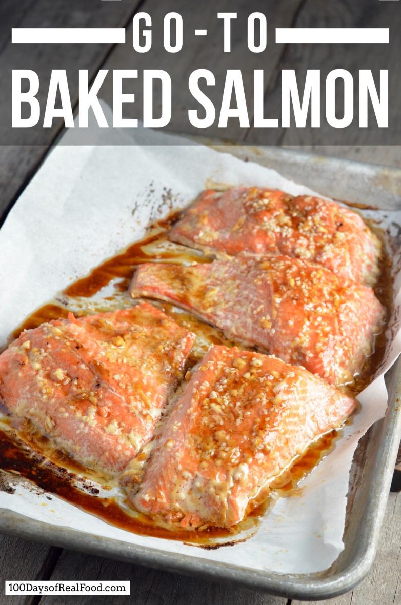Baked salmon with maple and soy on parchment paper