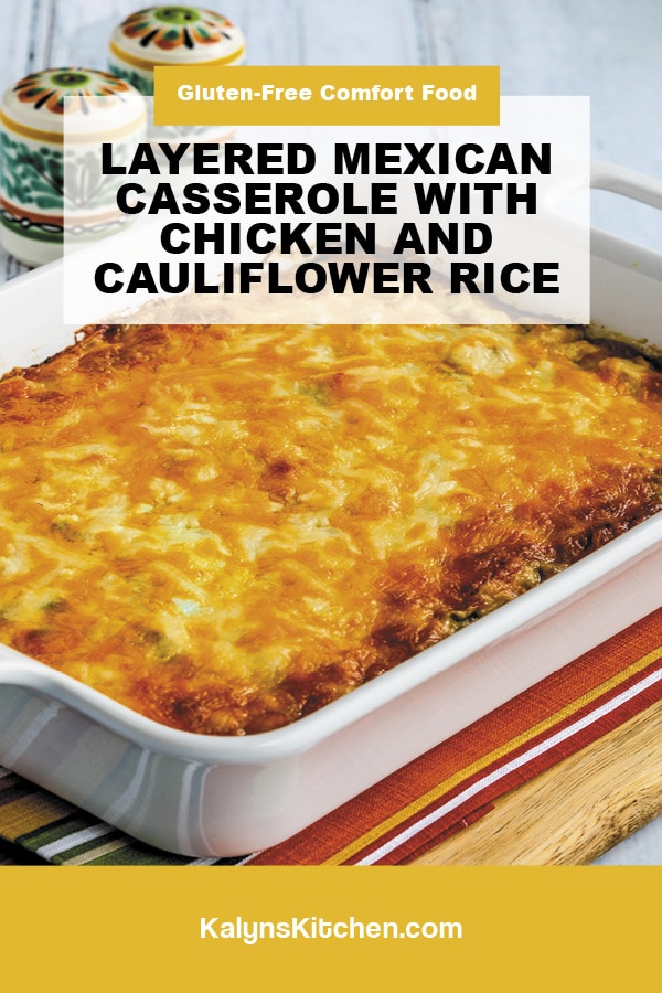 Pinterest image of Layered Mexican Casserole with Chicken and Cauliflower Rice