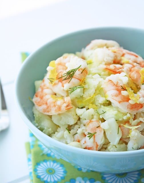 Low-Carb and Gluten-Free Shrimp and Cauliflower Salad from I Breathe I'm Hungry
