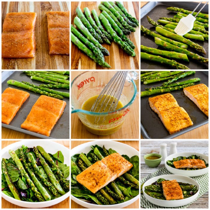 Process shots collage for Salmon and Asparagus Salad