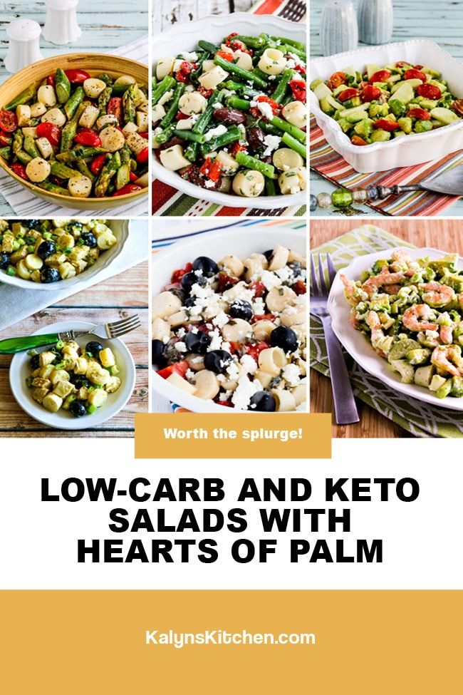 Pinterest image of Low-Carb and Keto Salads with Hearts of Palm