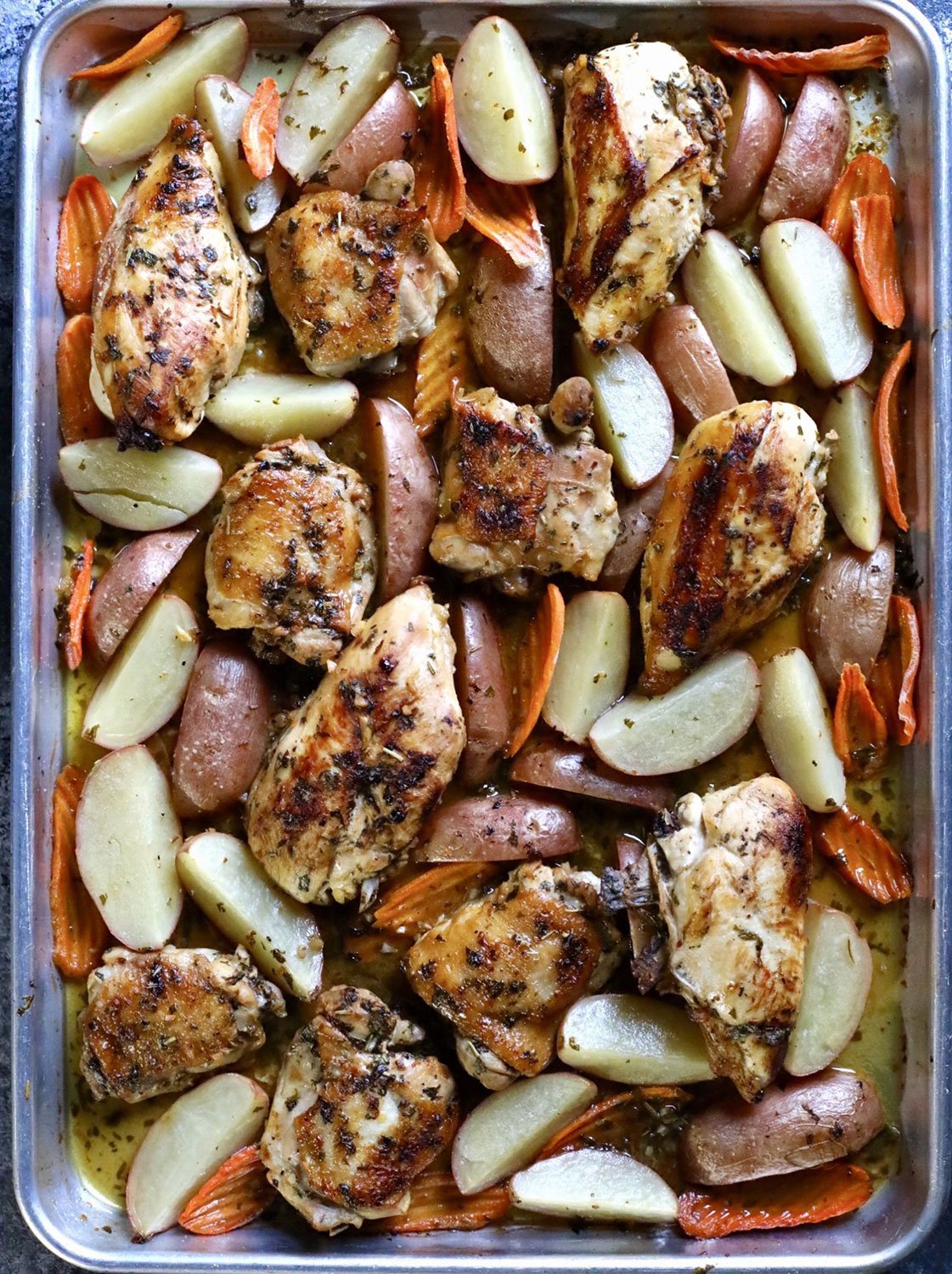 Sheet Pan Cilantro Chicken with Lemon and Vegetables | Less Meat More Veg