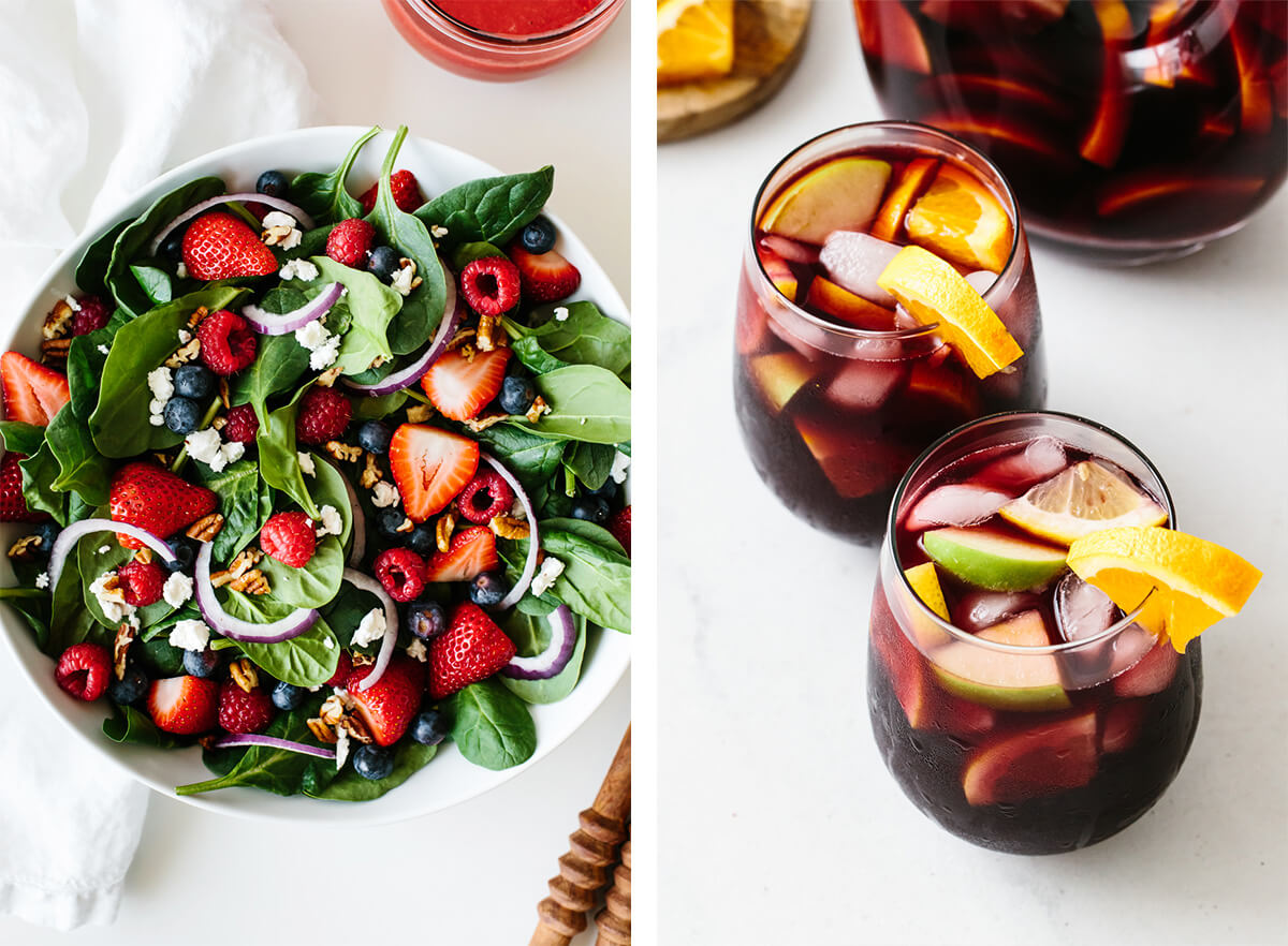 July 4th recipes with a berry salad and red sangria.