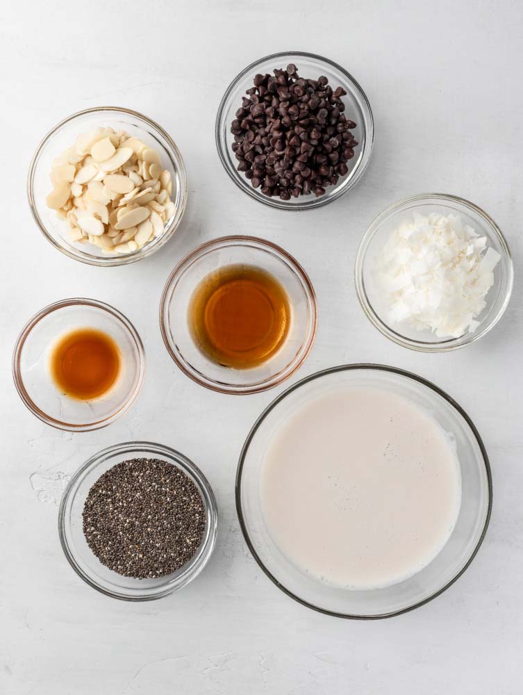 top down shot of the chia pudding ingredients