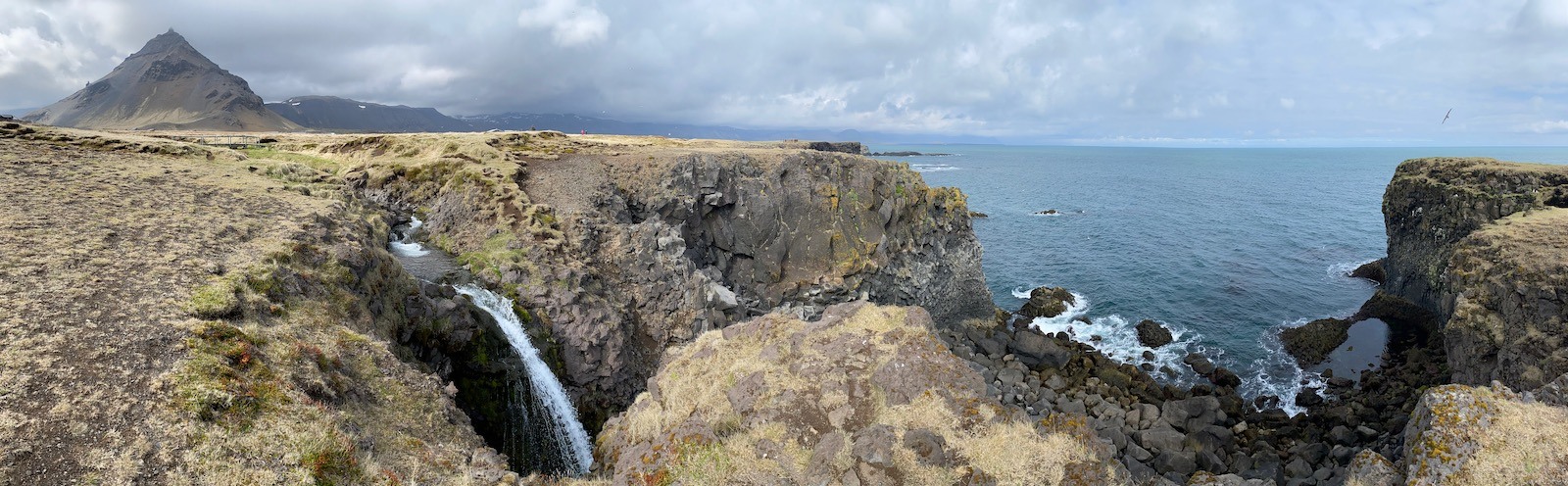 Scenic view of Near Arnarstapi on the Snæfellsnes Peninsula in Iceland. 