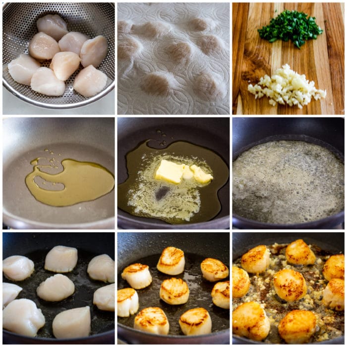 Sauteed Scallops with Garlic process shots collage