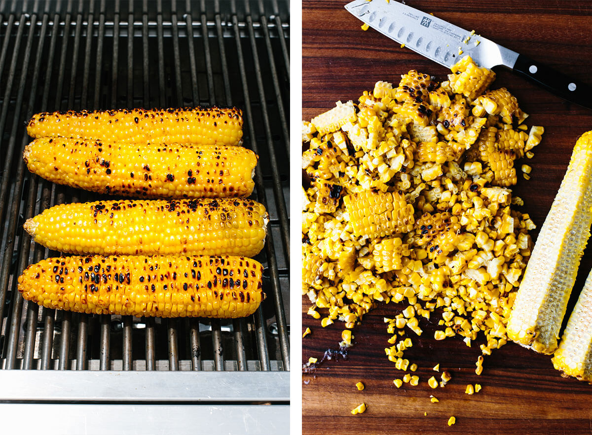 Grilling corn on the cob for corn salad