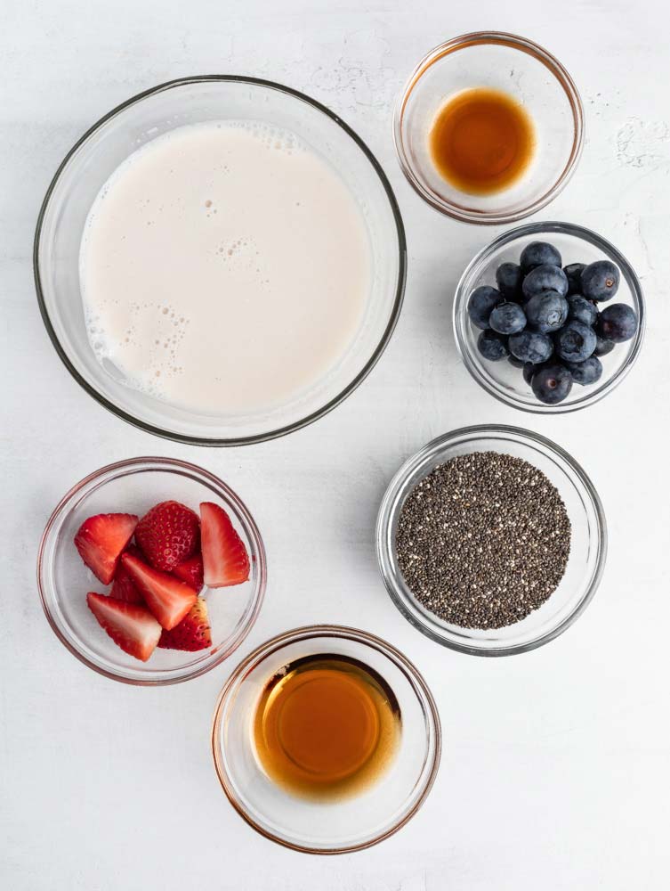 top down shot of the chia seed pudding ingredients