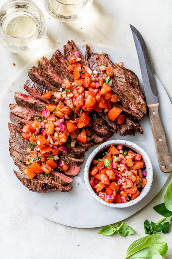 Flank Steak With Tomatoes, Red Onion and Balsamic