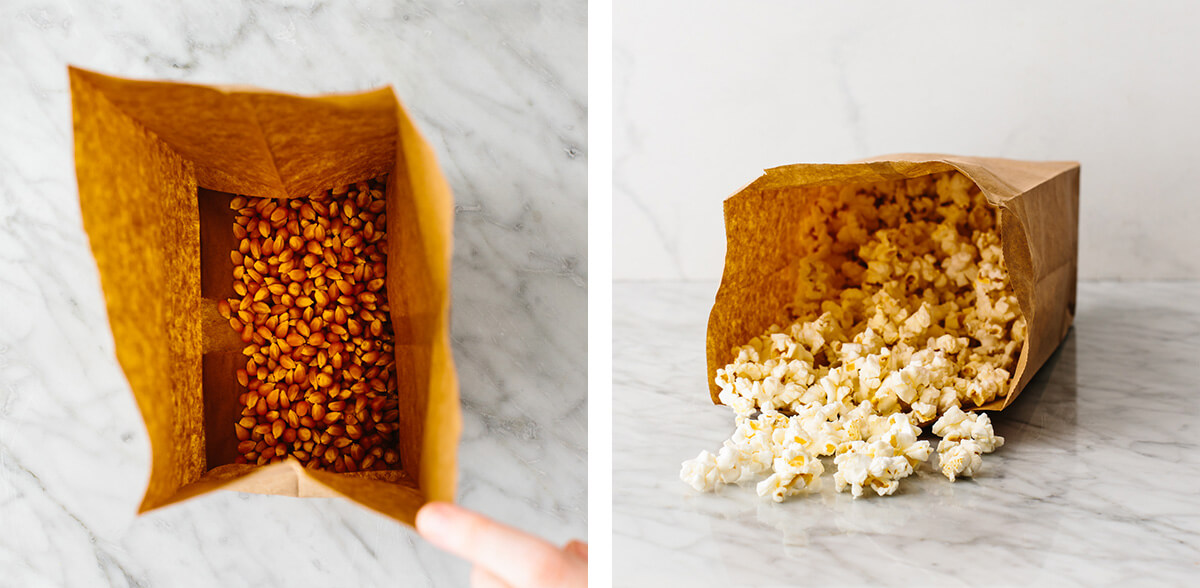 Making microwave popcorn in a paper bag