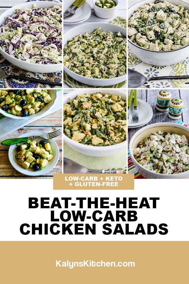 Pinterest image of Beat-the-Heat Low-Carb Chicken Salads