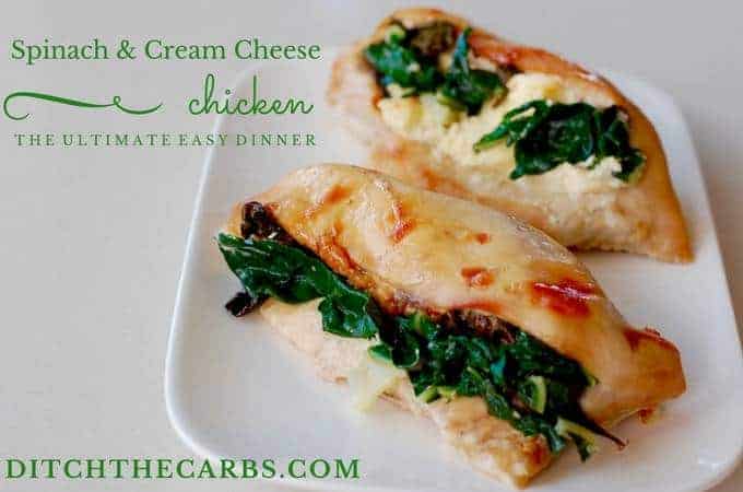 spinach stuffed chicken on a plate