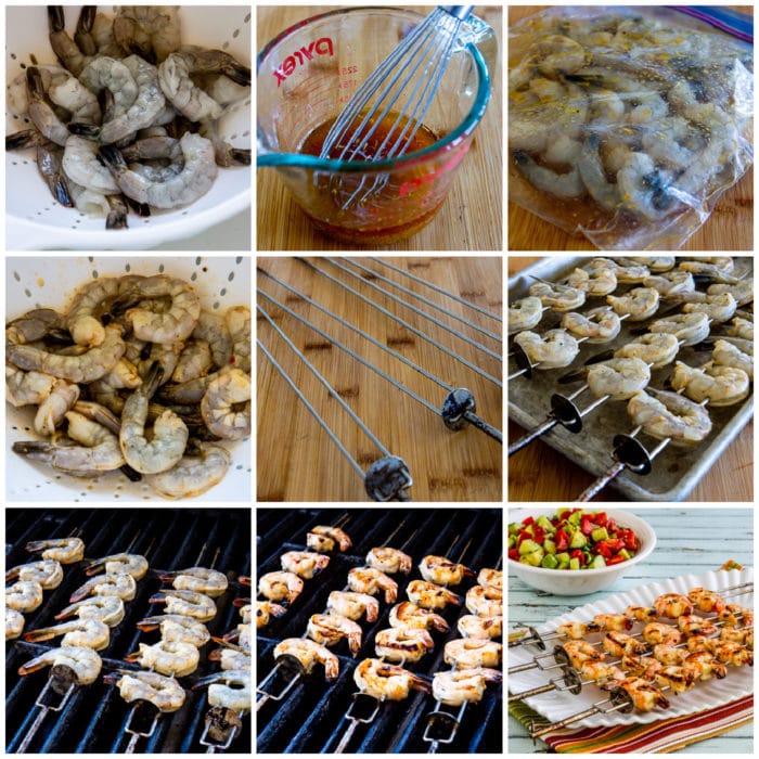 Grilled Shrimp Skewers process shots collage