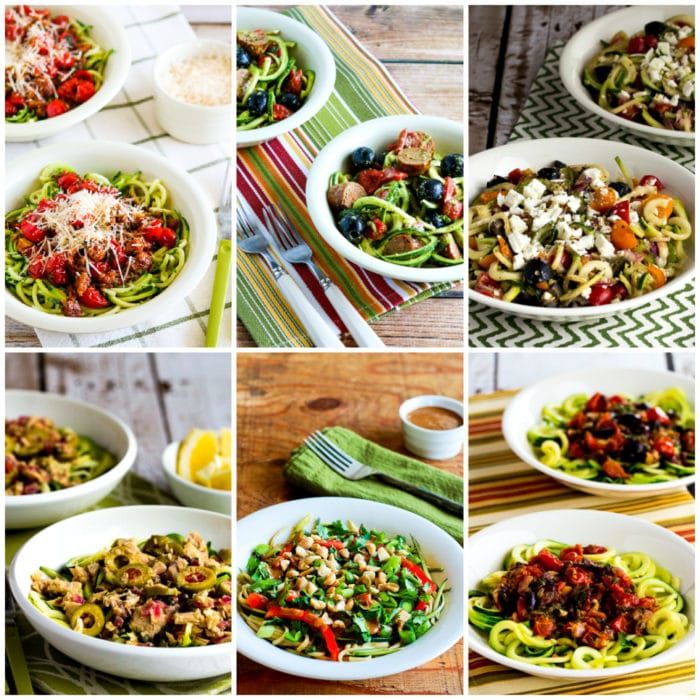 Low-Carb and Keto Recipes with Zucchini Noodles collage photo of featured recipes