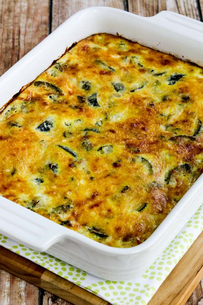 Close-up photo for Cheesy Low-Carb Zucchini and Basil Strata