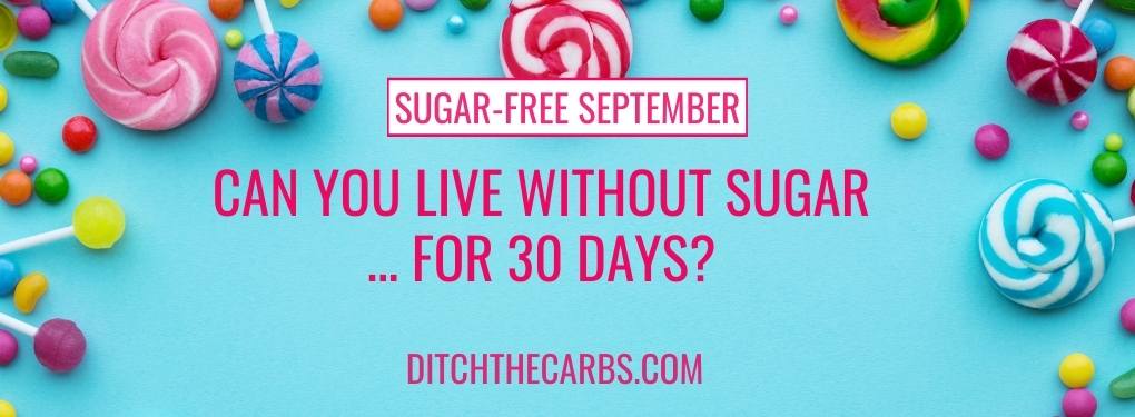 Sugar-Free September heading with lollipops and candy
