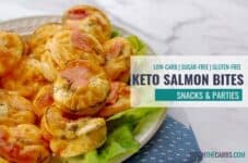 Keto salmon and cream cheese bites on a bed of lettuce