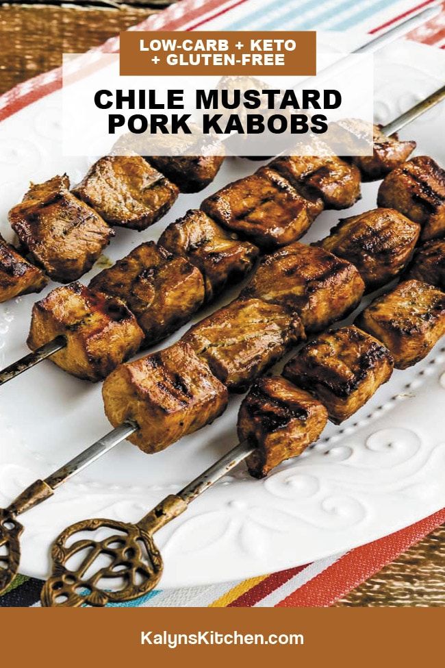 Pinterest image of Chile Mustard Pork Kabobs