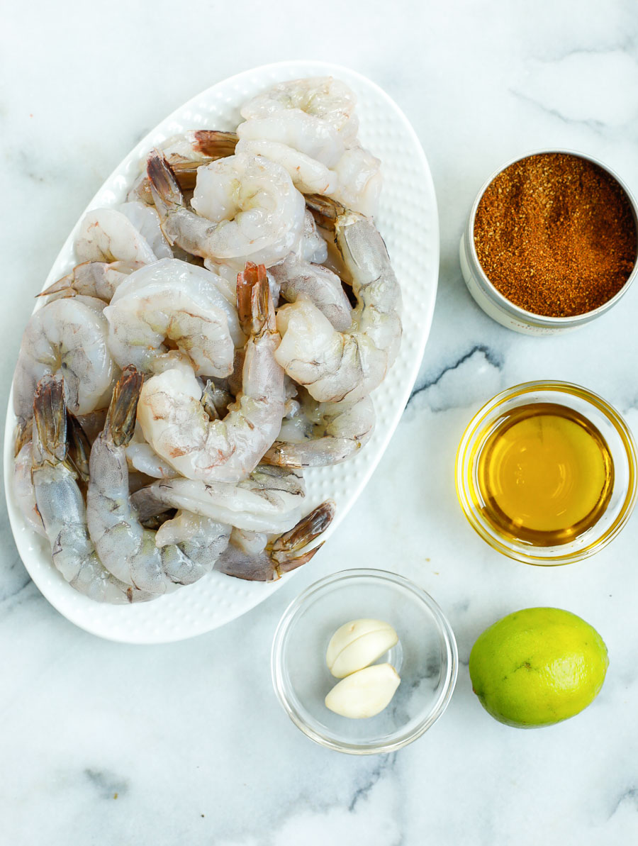 ingredients of chipotle shrimps laid out