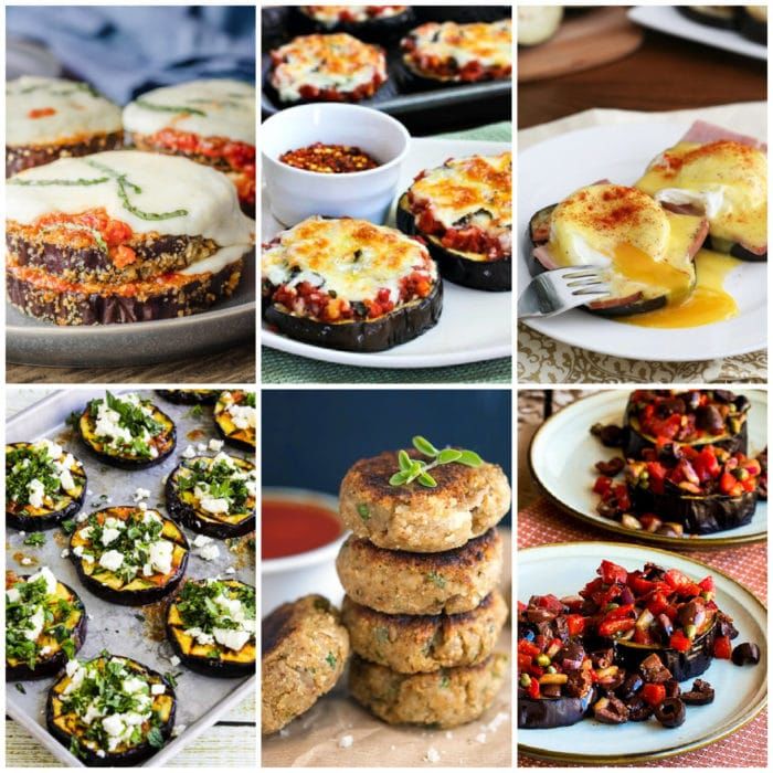 Low-Carb and Keto Eggplant Recipes collage of featured recipes