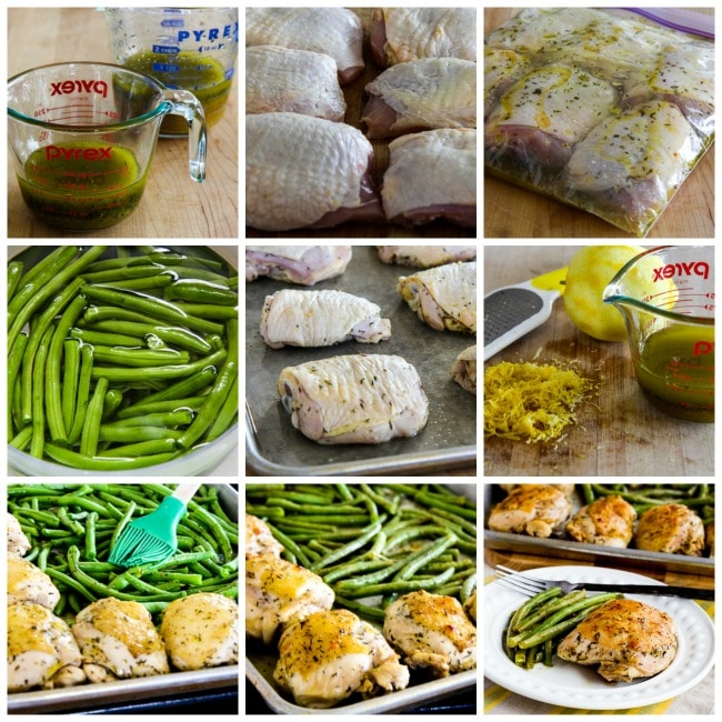 Roasted Lemon Chicken and Green Beans Sheet Pan Meal process shots collage