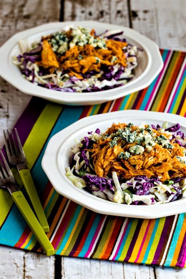 Buffalo Chicken and Blue Cheese Cabbage Bowl (Slow Cooker or Pressure Cooker) found on KalynsKitchen.com