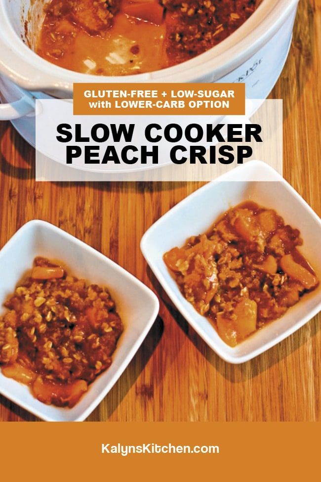 Pinterest image of Slow Cooker Peach Crisp