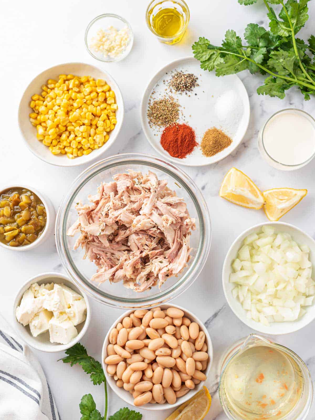 ingredients of White Chicken Chili Recipe laid out