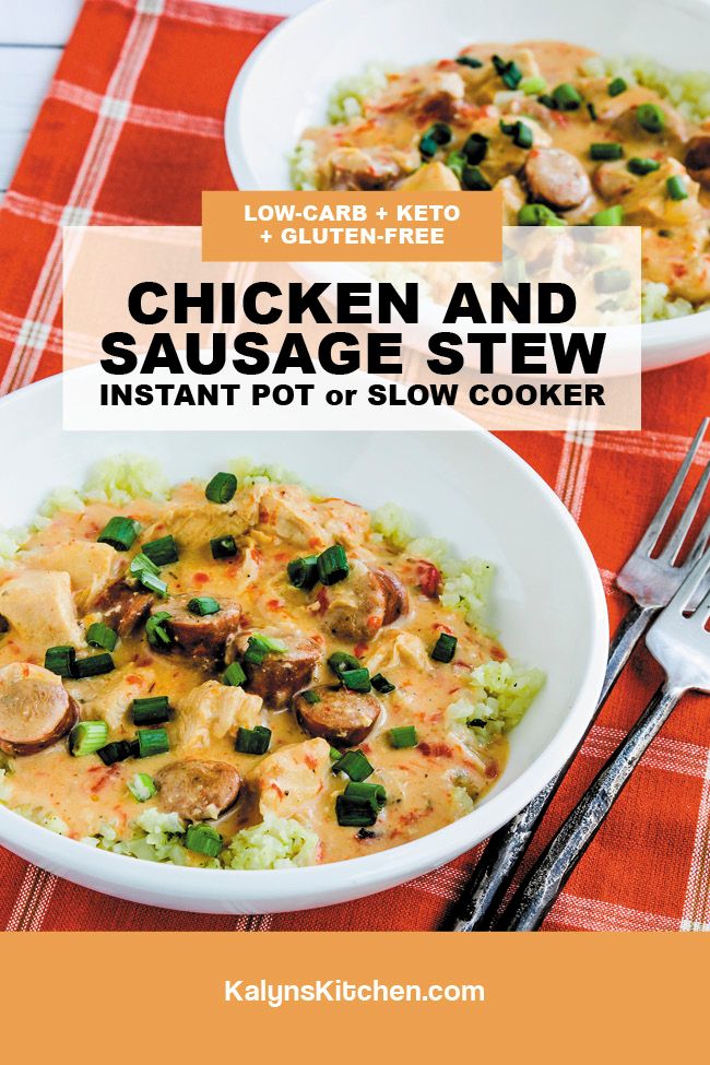 Pinterest image for Chicken and Sausage Stew