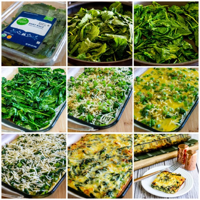 Kale, Mozzarella, and Egg Bake process shots collage