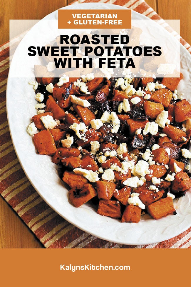 Pinterest image of Roasted Sweet Potatoes with Feta