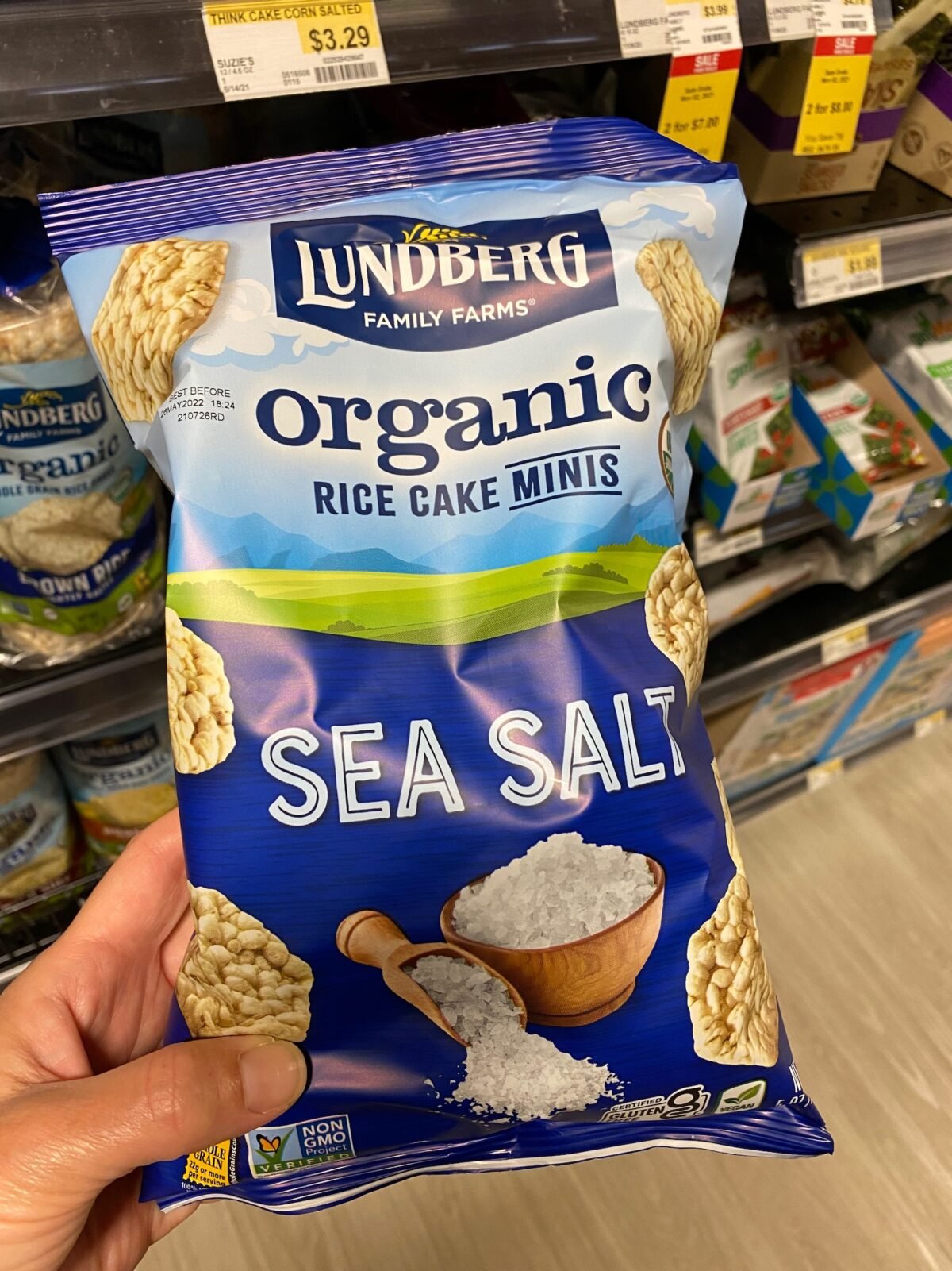 Bag of Organic Brown Rice Cake Minis healthy snack