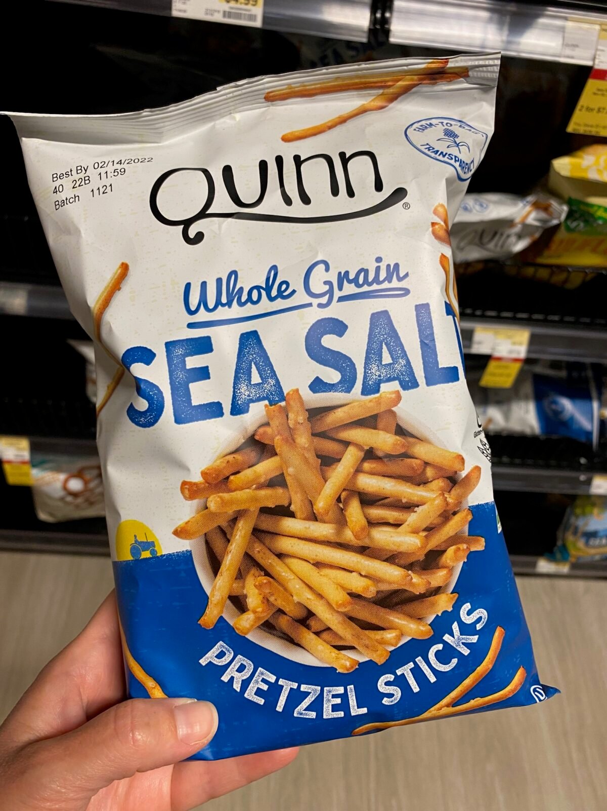 Bag of Whole Grain Sea Salt Pretzels healthy snack