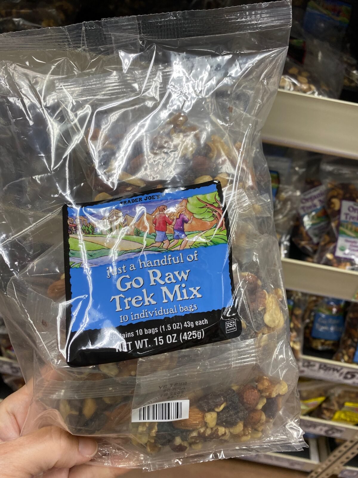 Bags of Go Raw Trek Mix healthy snack from Trader Joe's